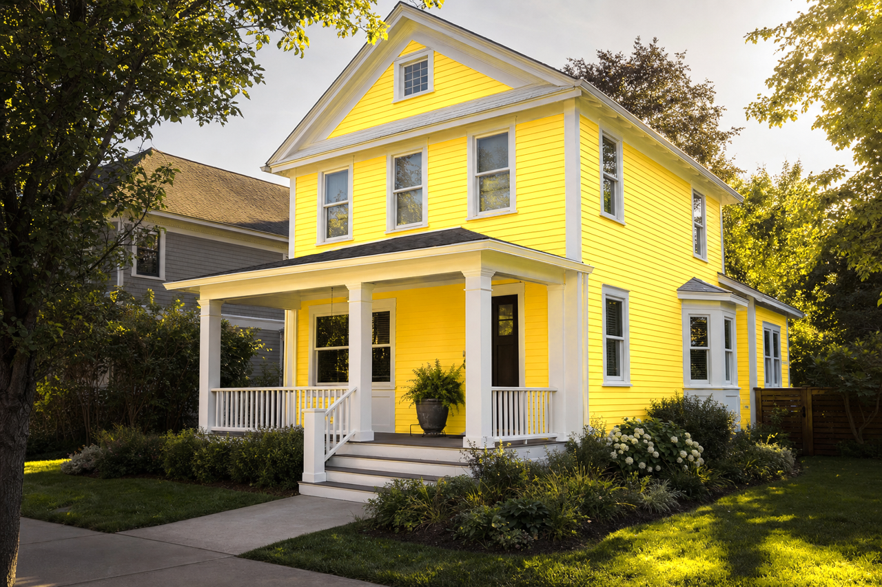 Bold Yellow by Benjamin Moore on exterior