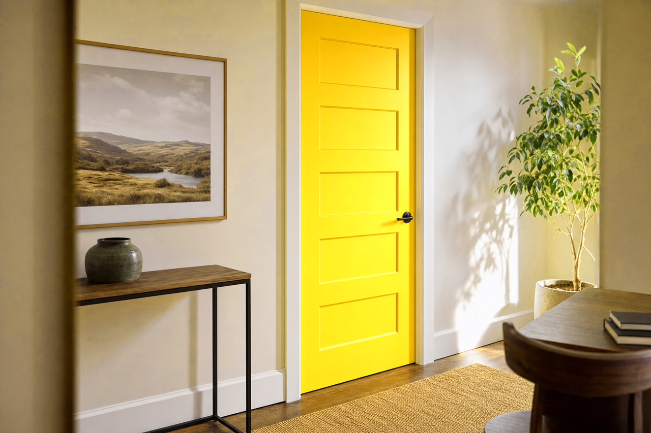 Bold Yellow by Benjamin Moore on interior-doors