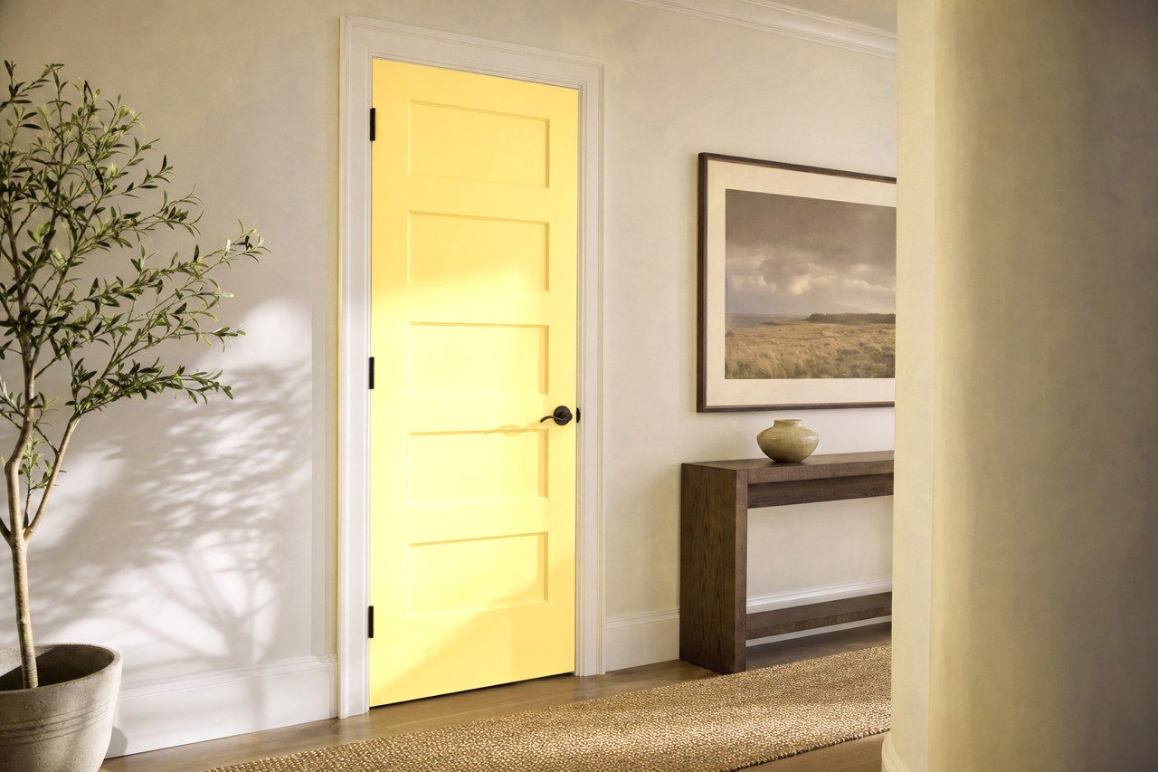 Lemon by Benjamin Moore on interior-doors