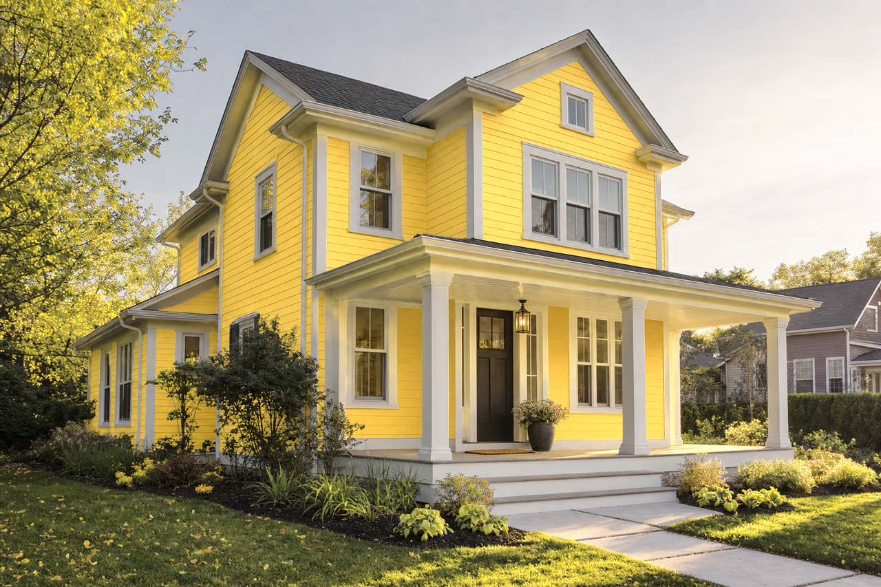 Fiesta Yellow by Benjamin Moore on exterior