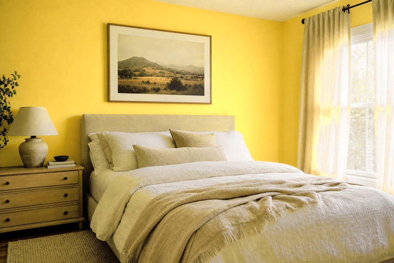 Fiesta Yellow by Benjamin Moore on interiors