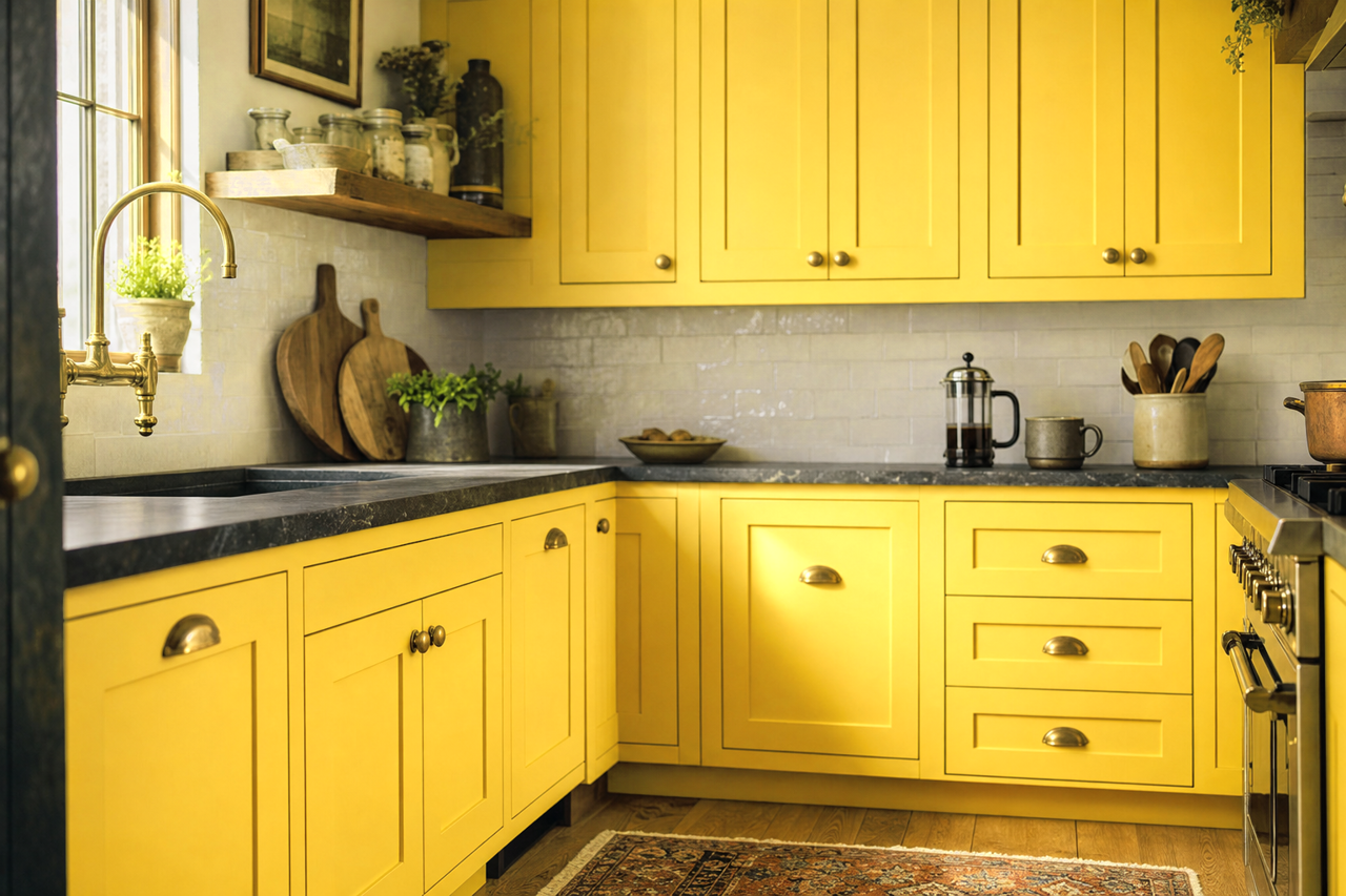 Glimmer by Benjamin Moore on cabinets