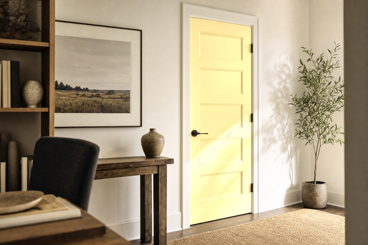 Yellow by Benjamin Moore on interior-doors
