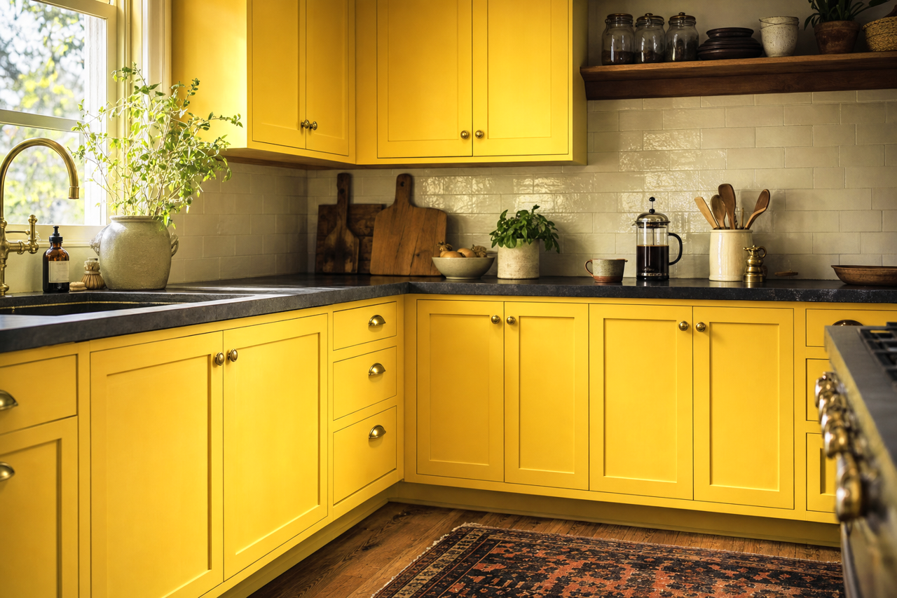Sun by Benjamin Moore on cabinets