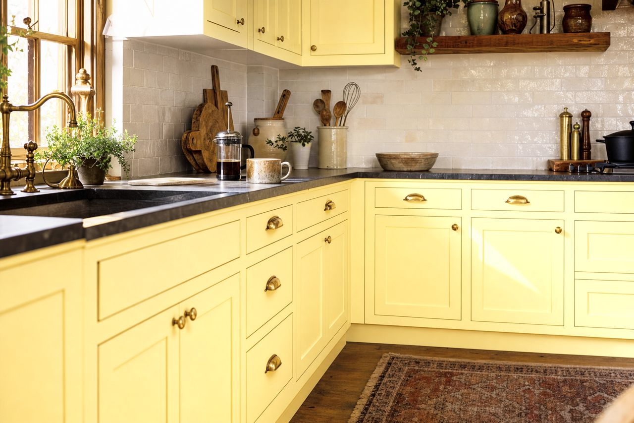 Sun City by Benjamin Moore on cabinets