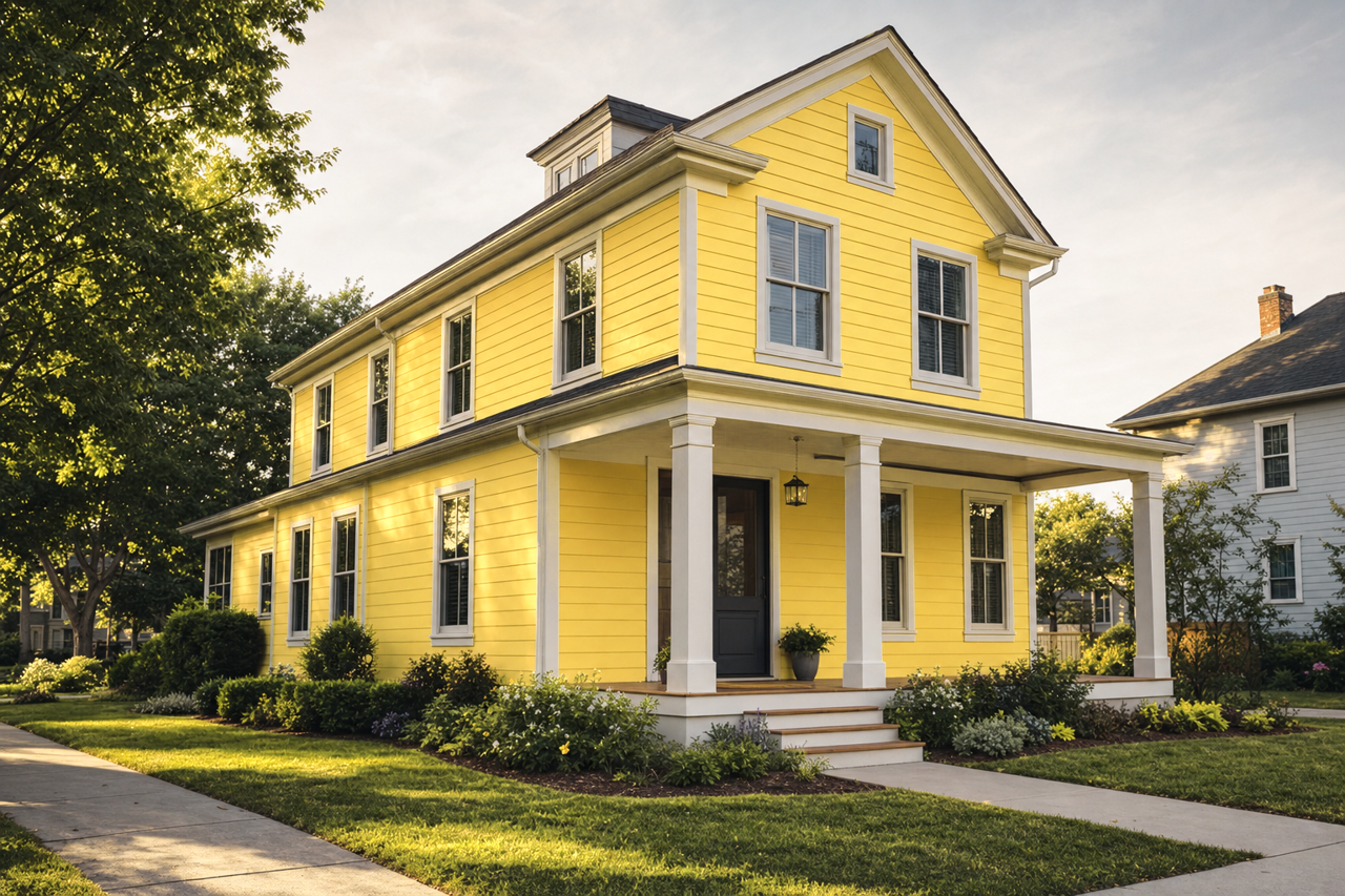 Majestic Yellow by Benjamin Moore on exterior