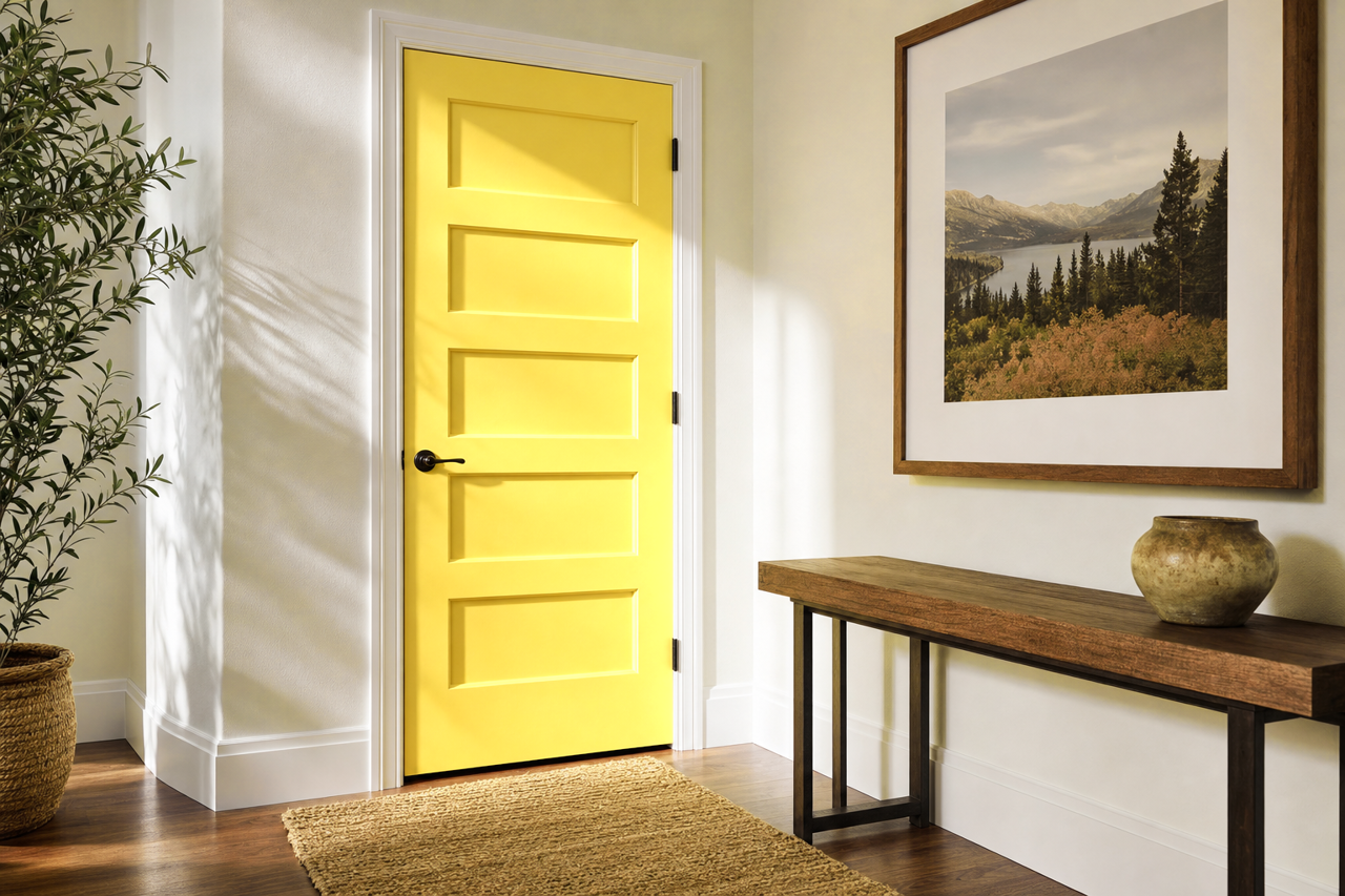 Majestic Yellow by Benjamin Moore on interior-doors