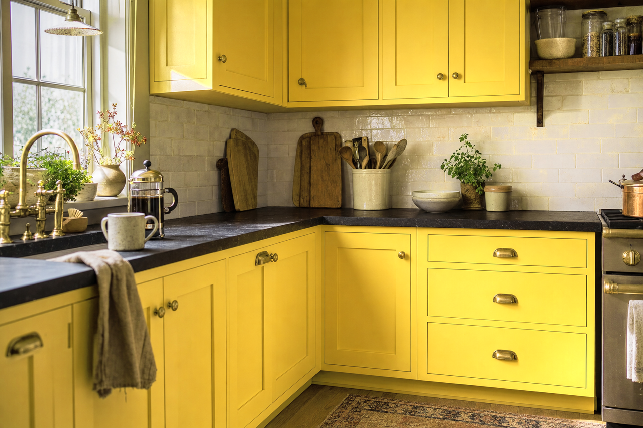 Sunny Afternoon by Benjamin Moore on cabinets