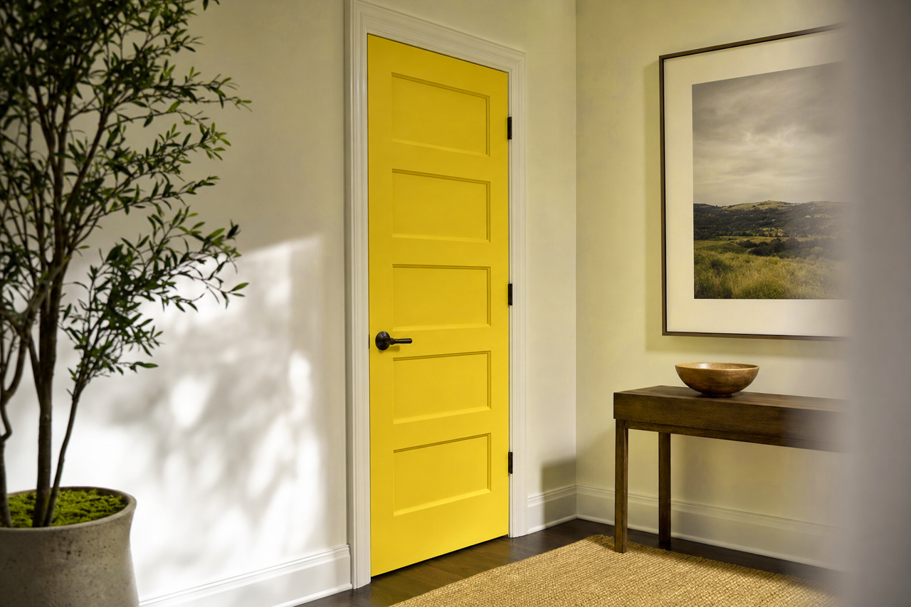 Citrus Burst by Benjamin Moore on interior-doors