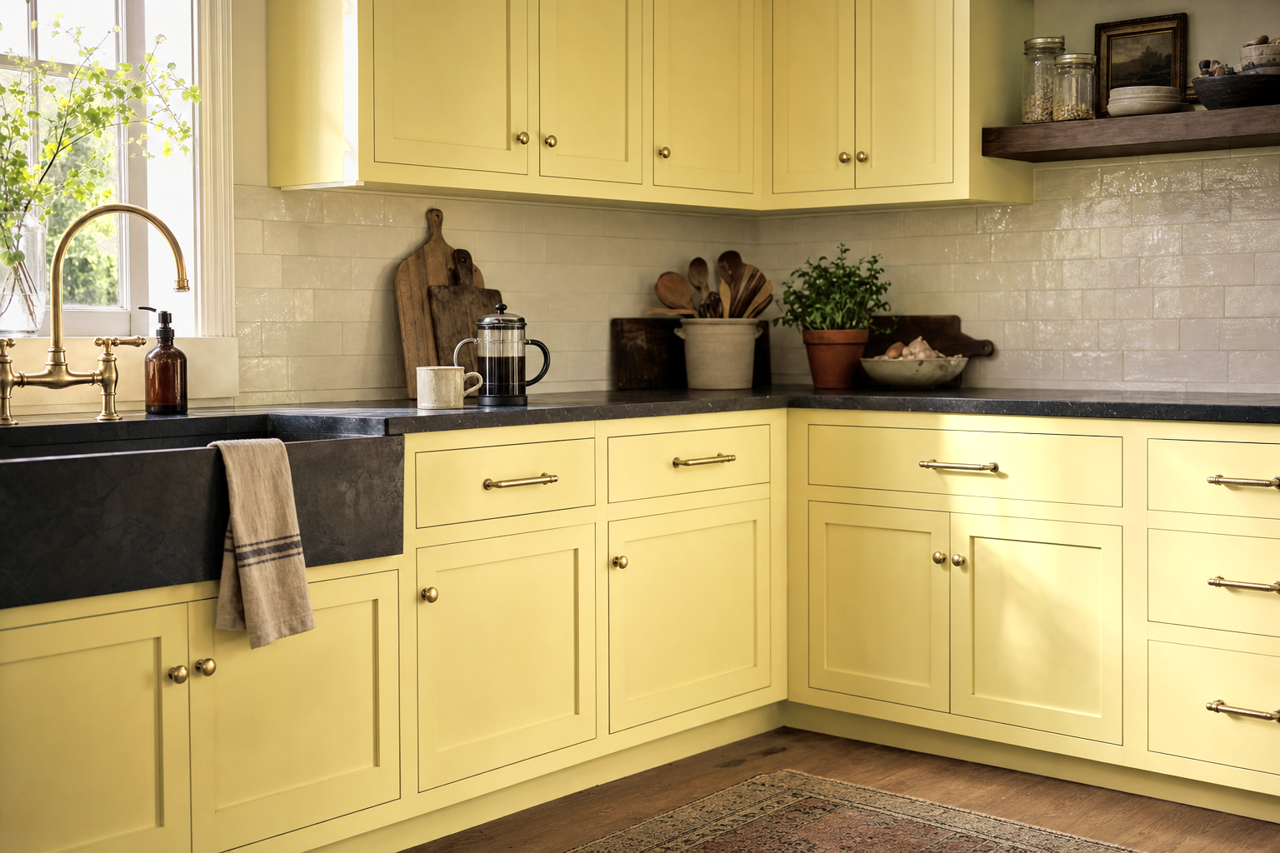 City Scape Morning by Benjamin Moore on cabinets