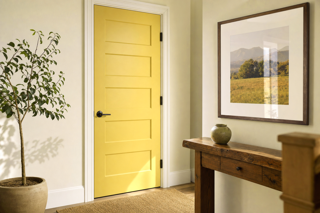 Mustard Field by Benjamin Moore on interior-doors