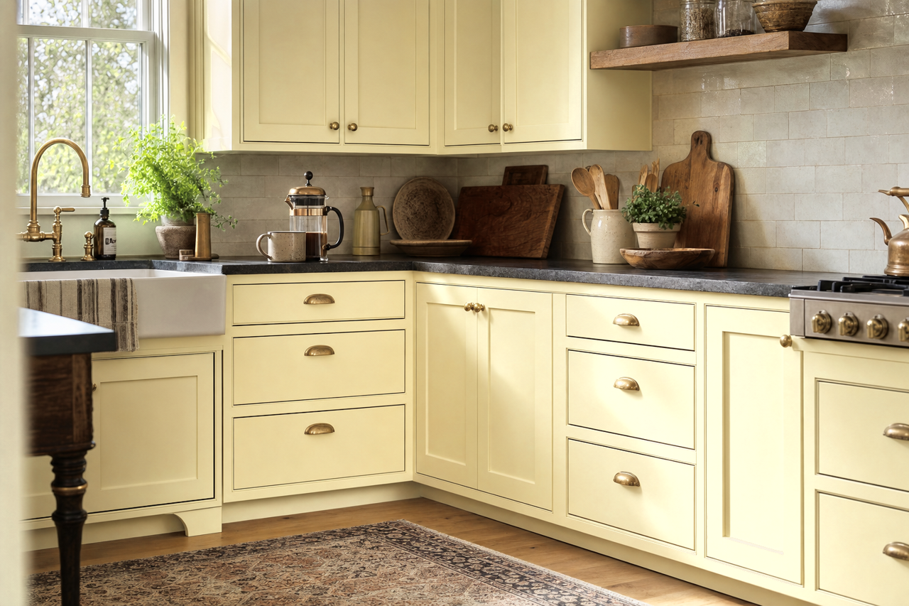 Stanhope Yellow by Benjamin Moore on cabinets
