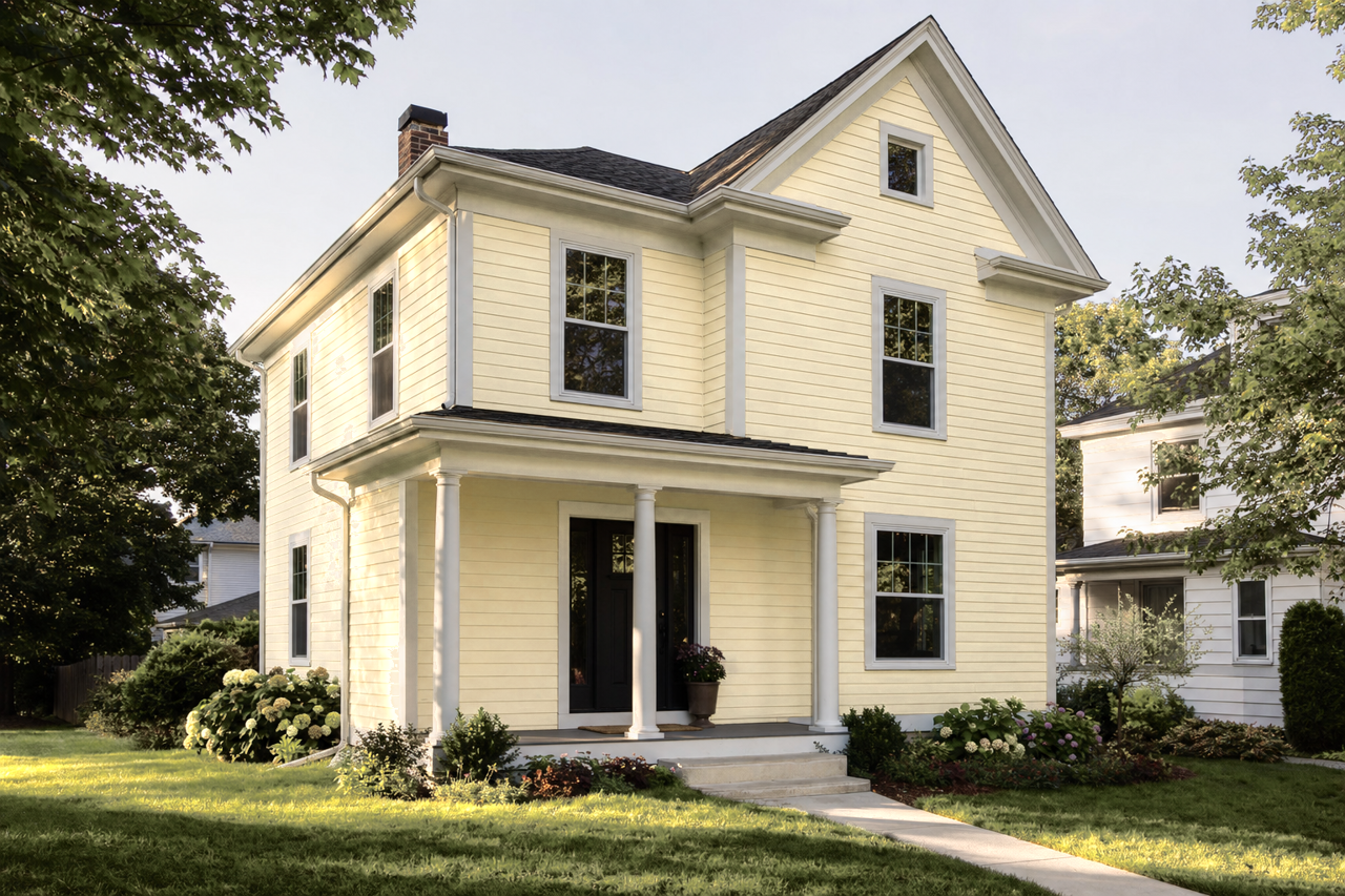 Stanhope Yellow by Benjamin Moore on exterior