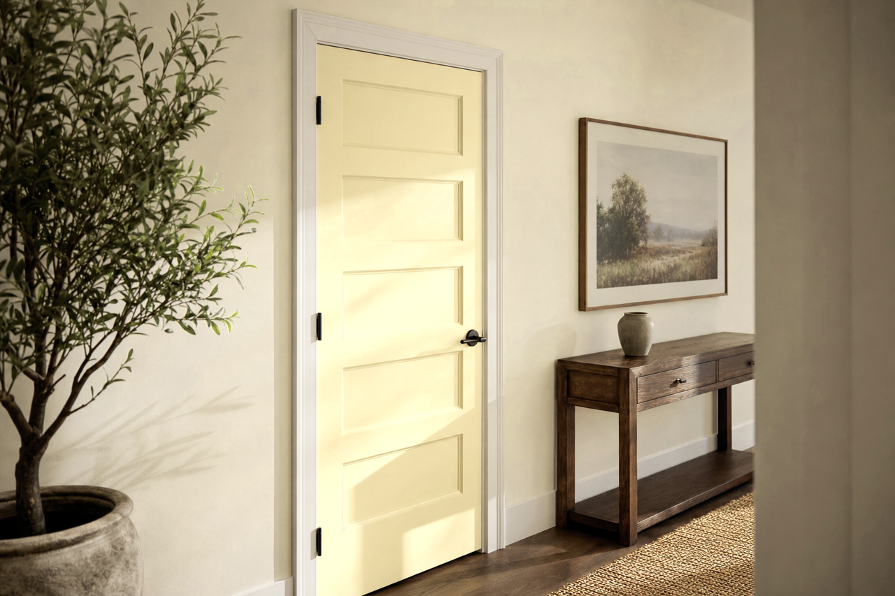 Stanhope Yellow by Benjamin Moore on interior-doors