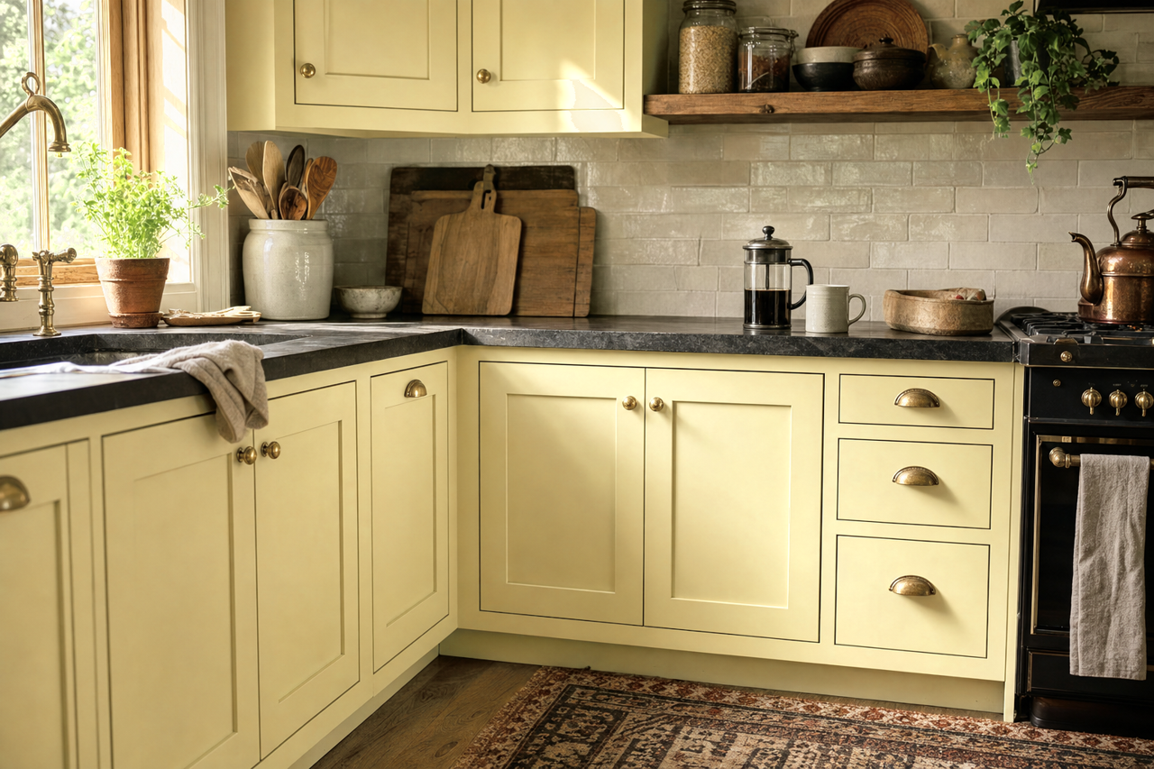 Sesame by Benjamin Moore on cabinets