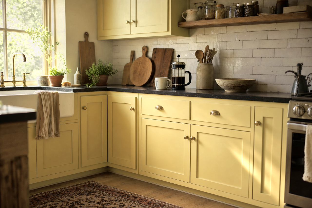 Artichoke by Benjamin Moore on cabinets