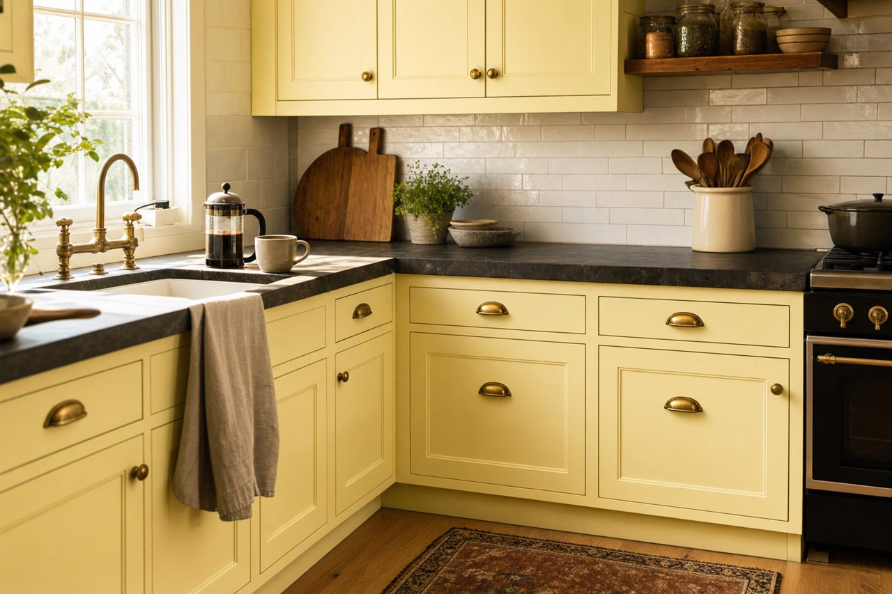 Lime by Benjamin Moore on cabinets