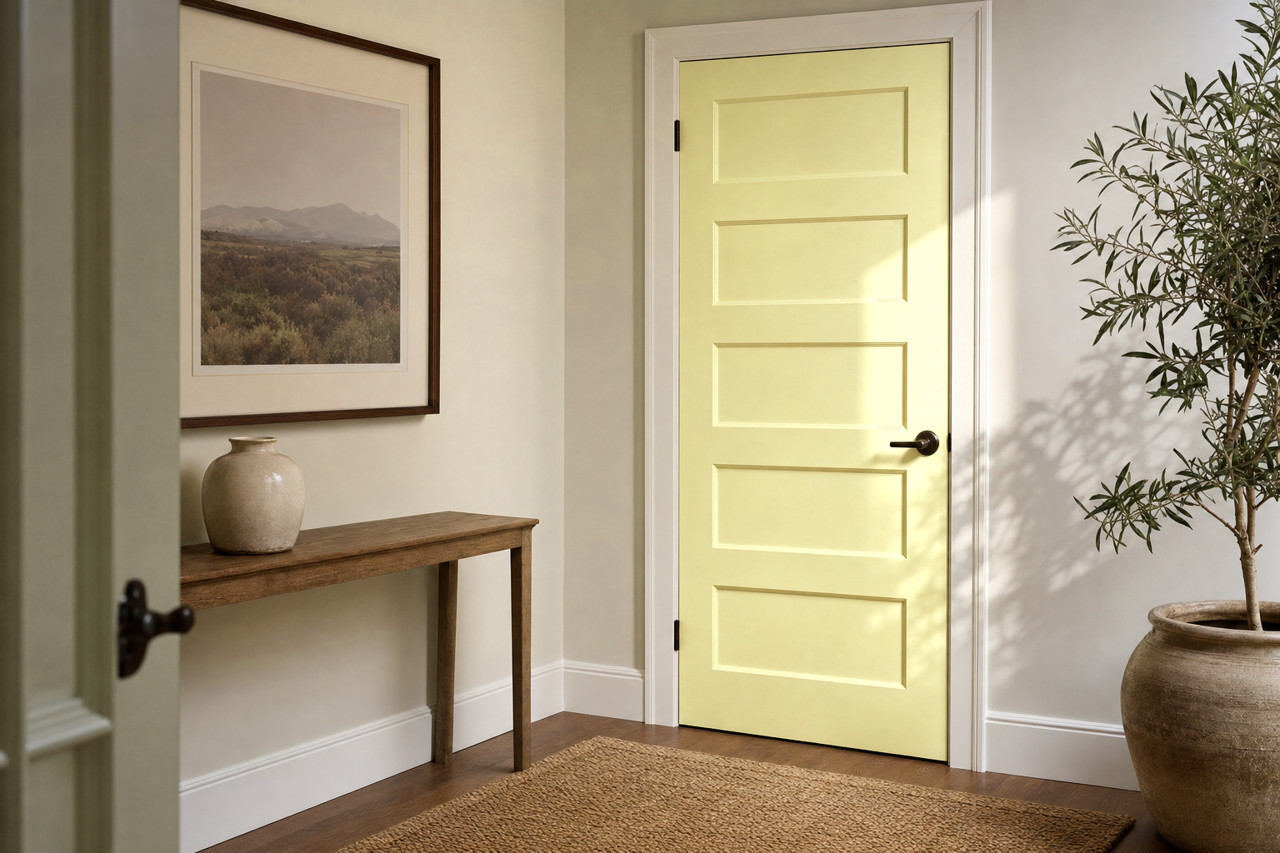 Lemon by Benjamin Moore on interior-doors