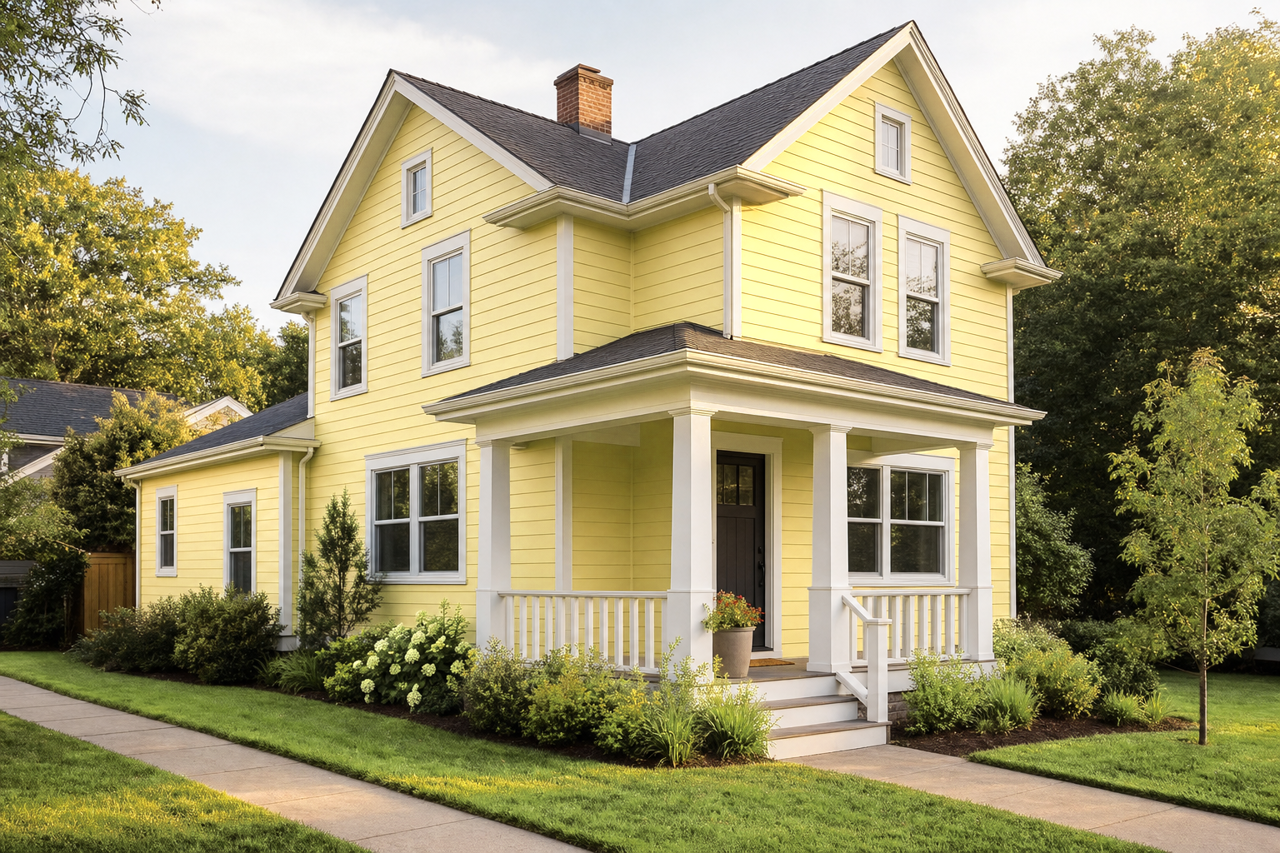 Chic Lime by Benjamin Moore on exterior