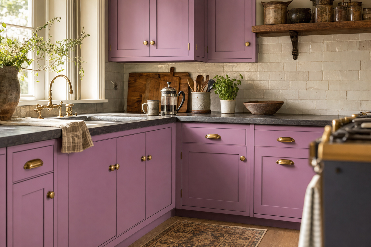 Berries Galore by Valspar on cabinets