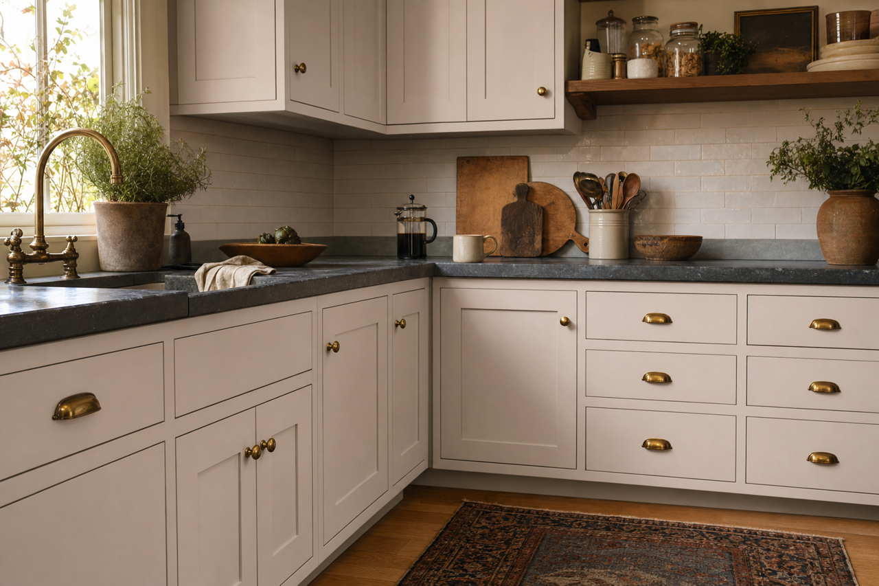 Timid Violet by Valspar on cabinets