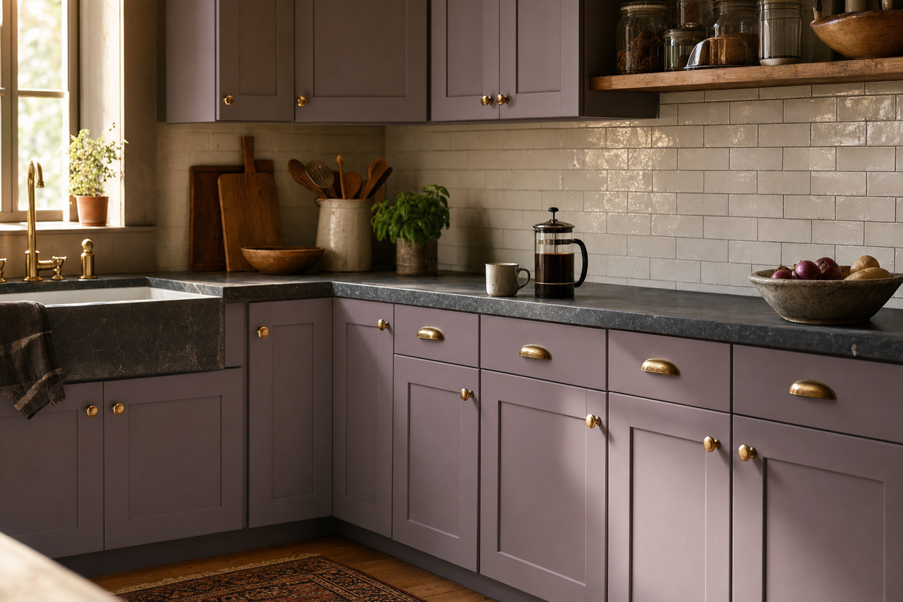 Classical Violet by Valspar on cabinets