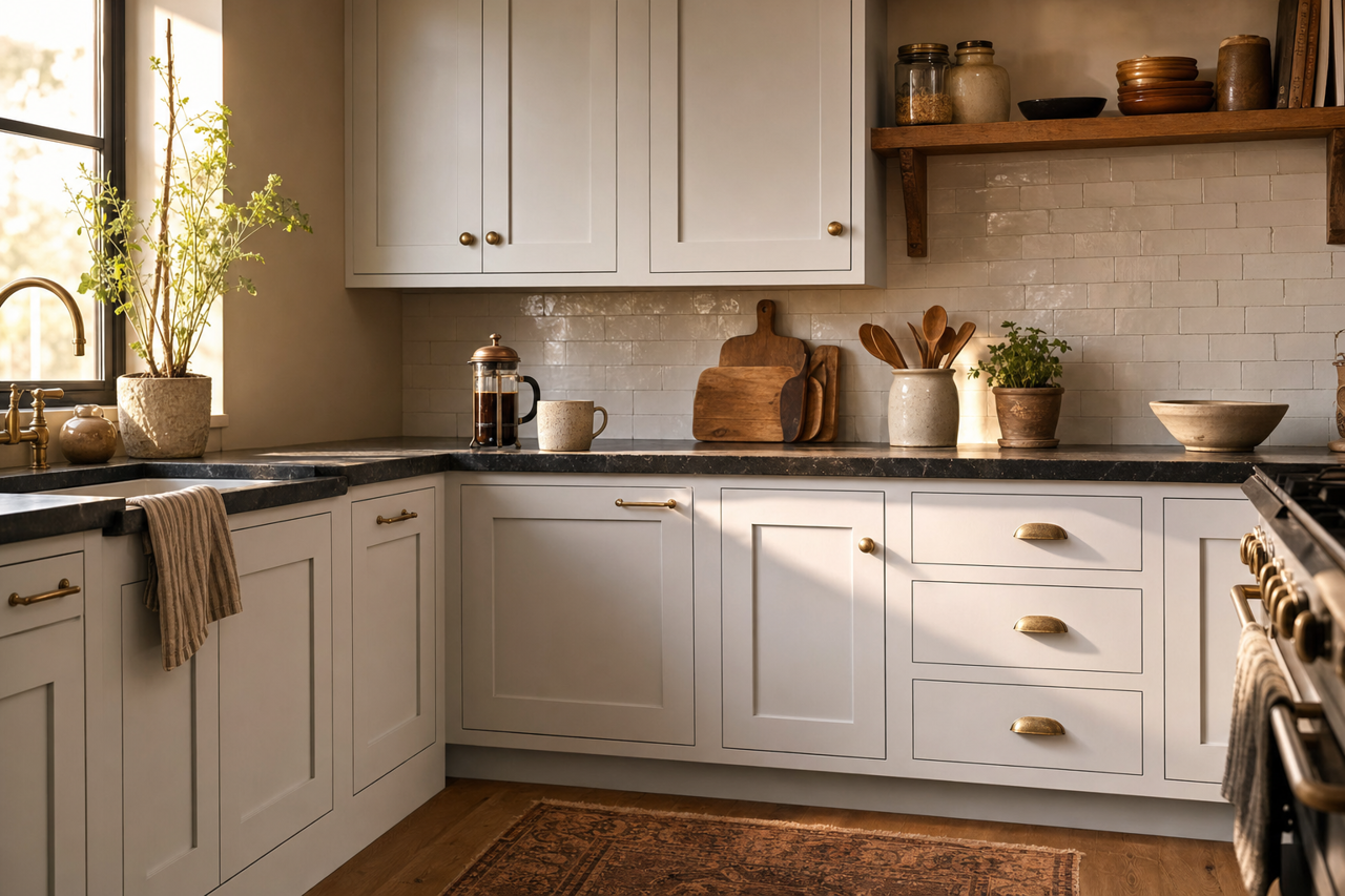 April Morning by Valspar on cabinets