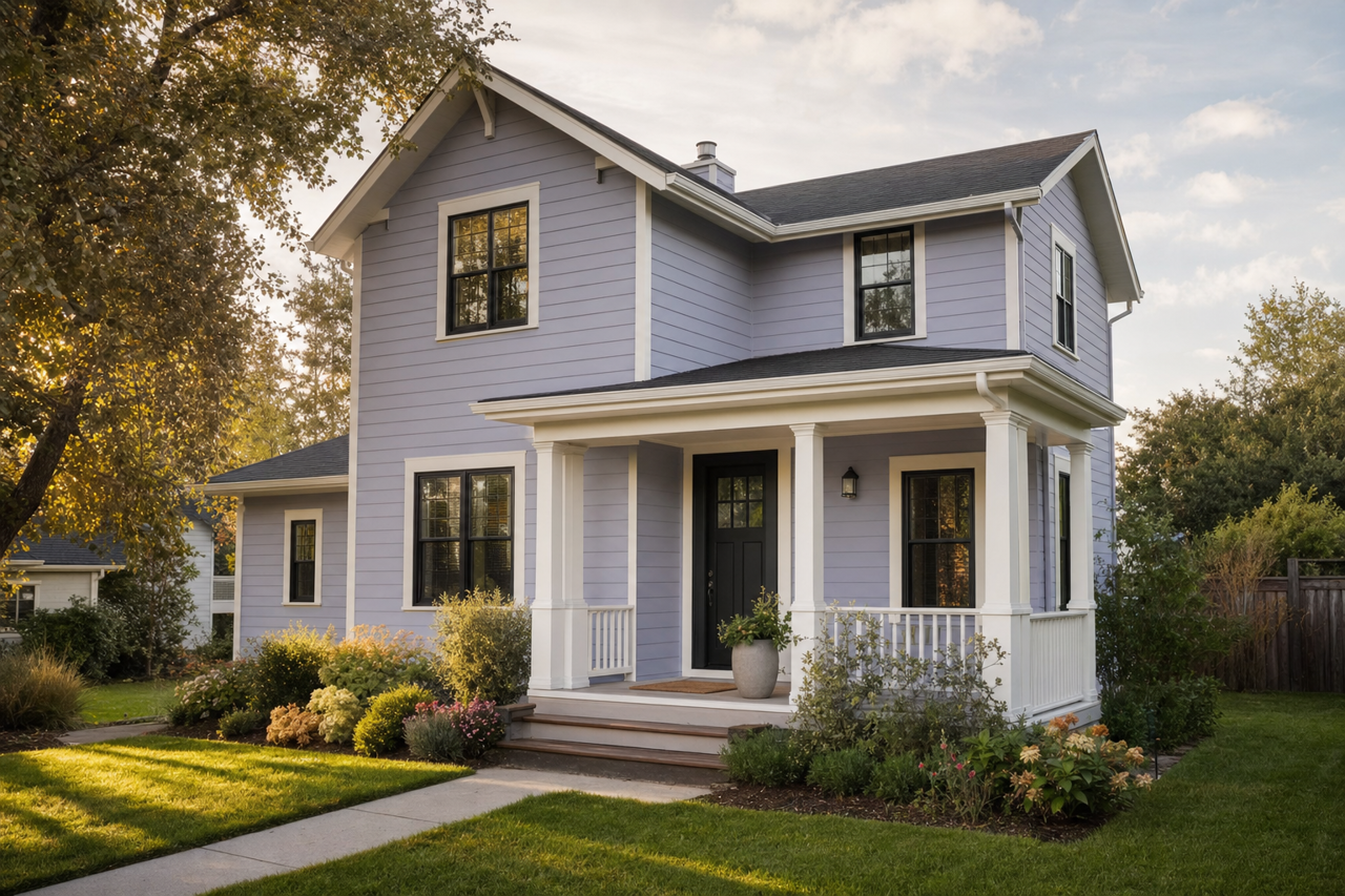 Lavender Lake by Valspar on exterior