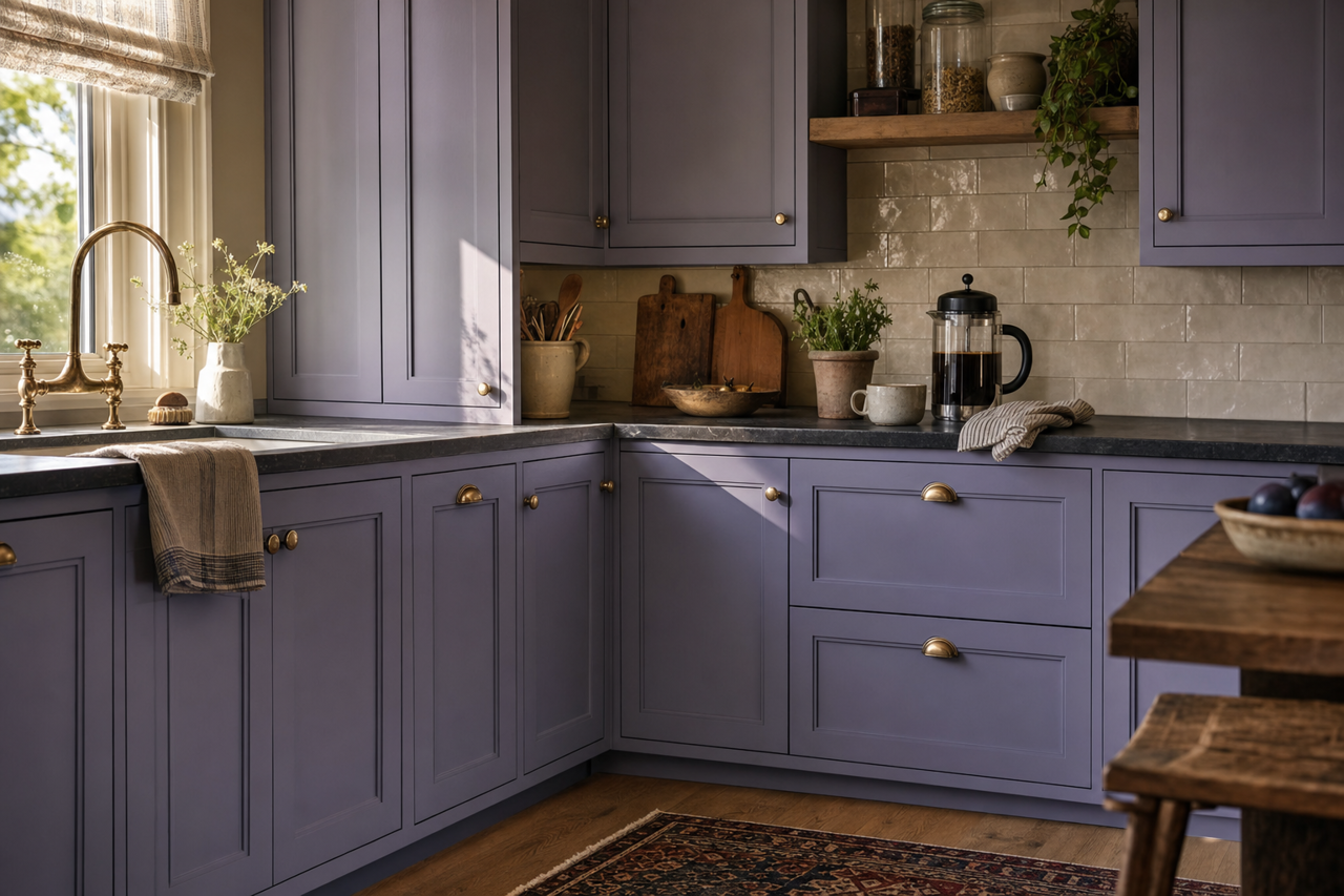 Velvet Evening by Valspar on cabinets