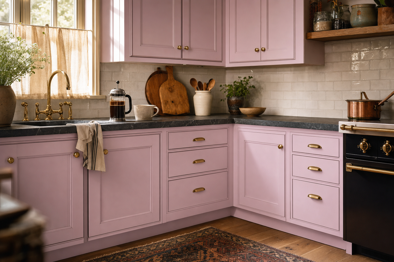 Lavender Quartz by Valspar on cabinets