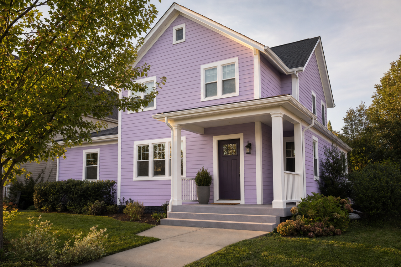 Purple Gala by Valspar on exterior
