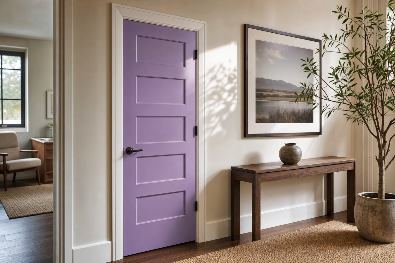 Plum Burst by Valspar on interior-doors