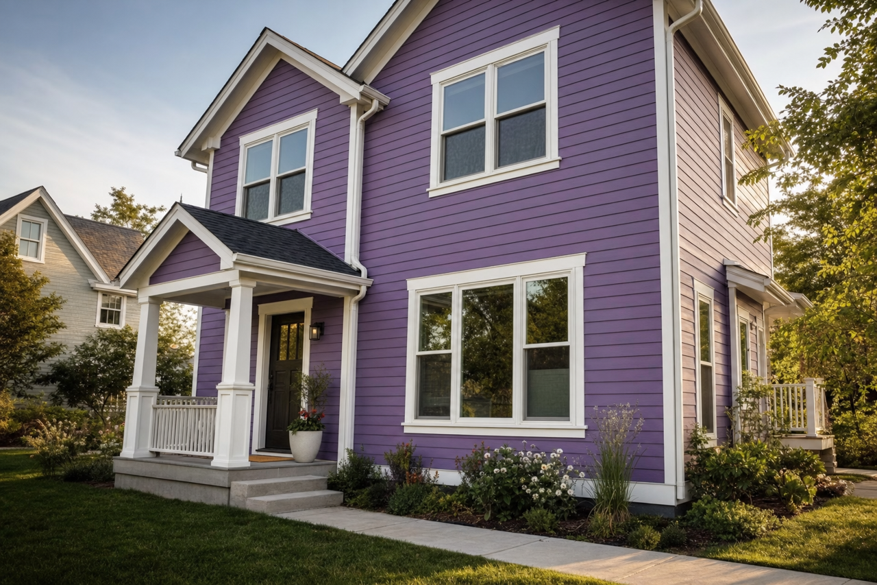Sonic Plum by Valspar on exterior