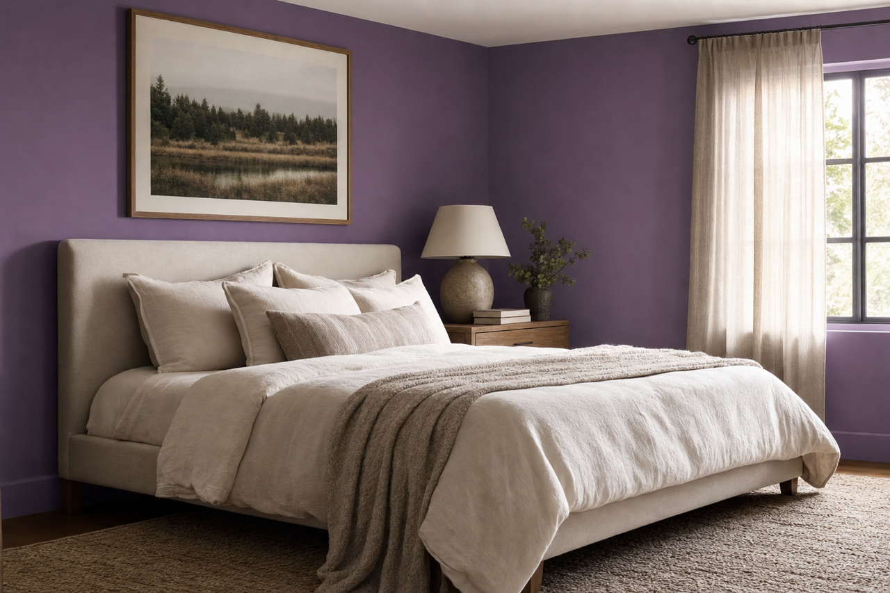 Sonic Plum by Valspar on interiors