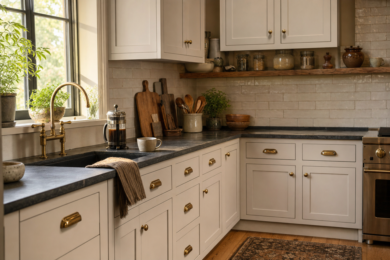 Modest Silver by Valspar on cabinets
