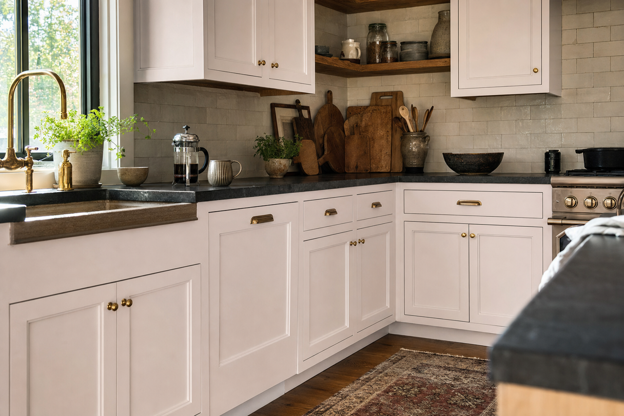 Gentle Violet by Valspar on cabinets