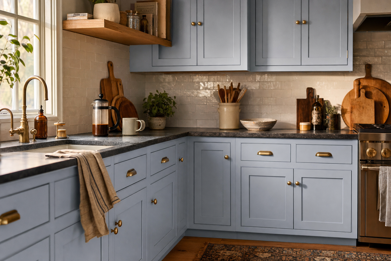 Precious Stone by Valspar on cabinets