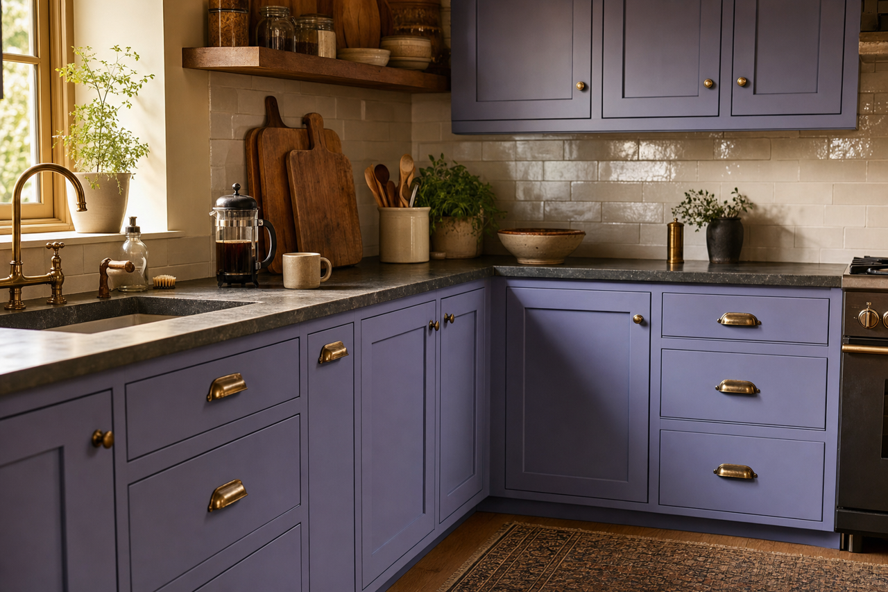 Positively Purple by Valspar on cabinets