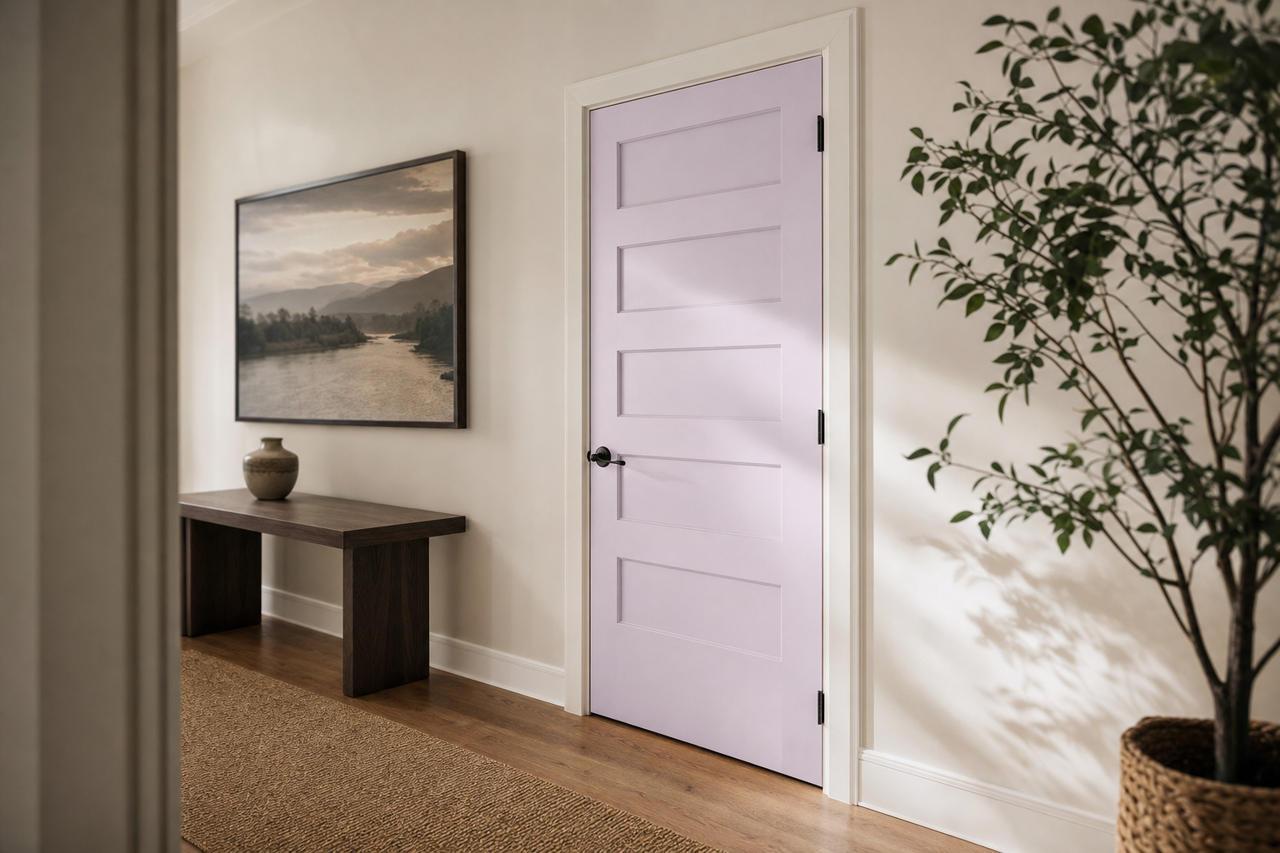 Purple Mist by Valspar on interior-doors