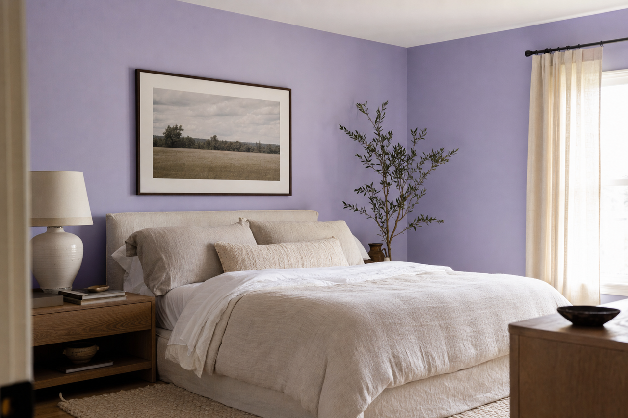 Quite Lilac by Valspar on interiors