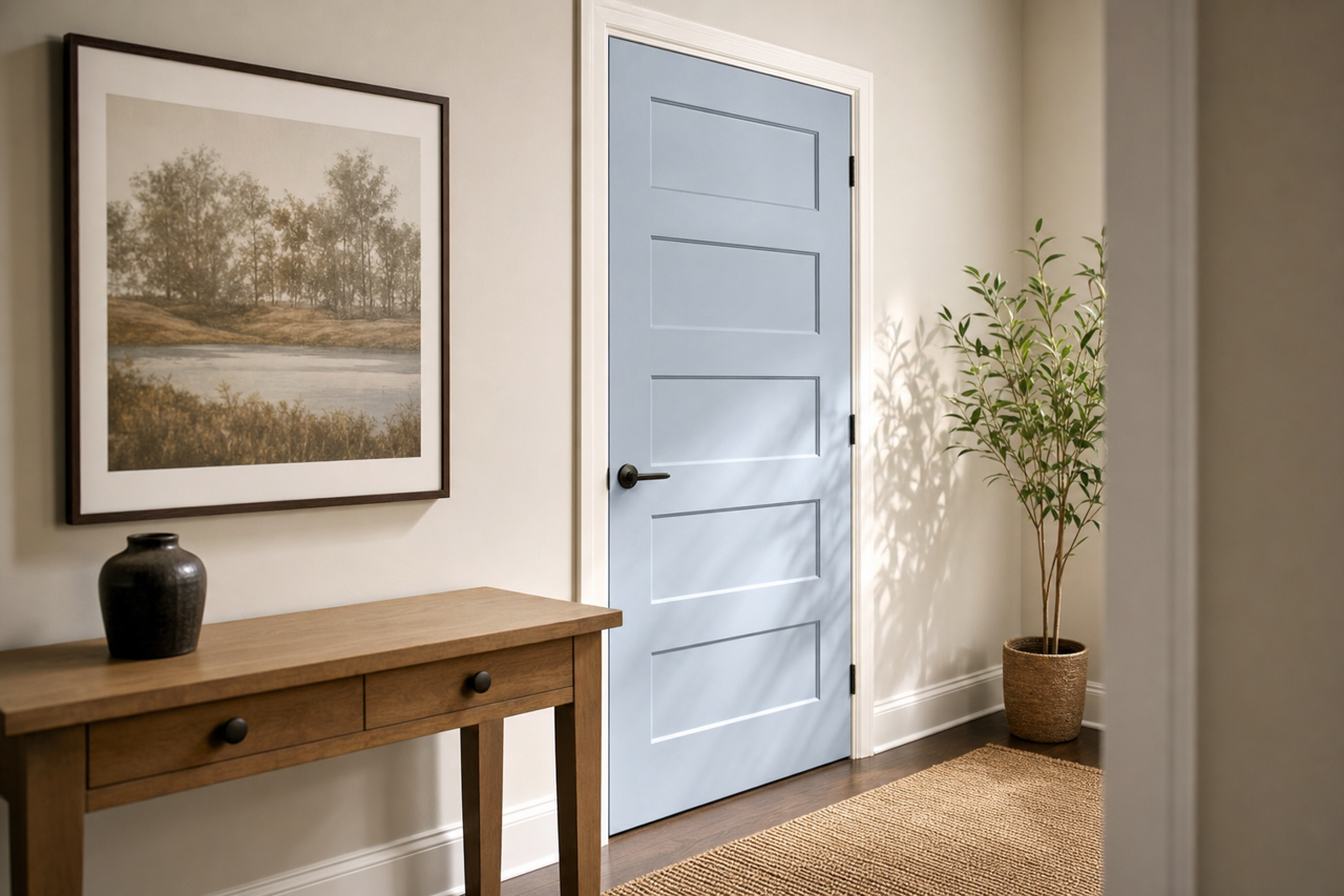 Misty Morning Dew by Valspar on interior-doors