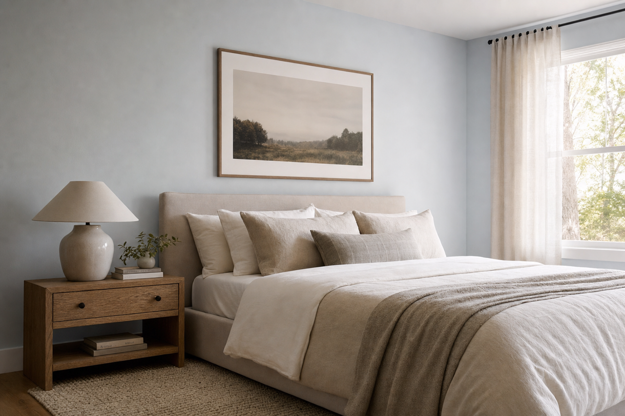 Sapphire Glow by Valspar on interiors