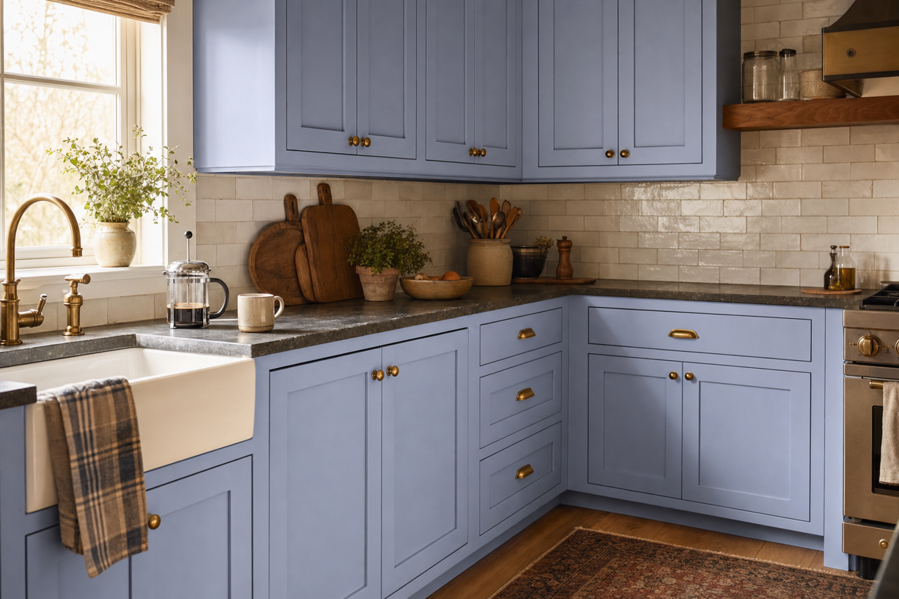 Heartsong by Valspar on cabinets