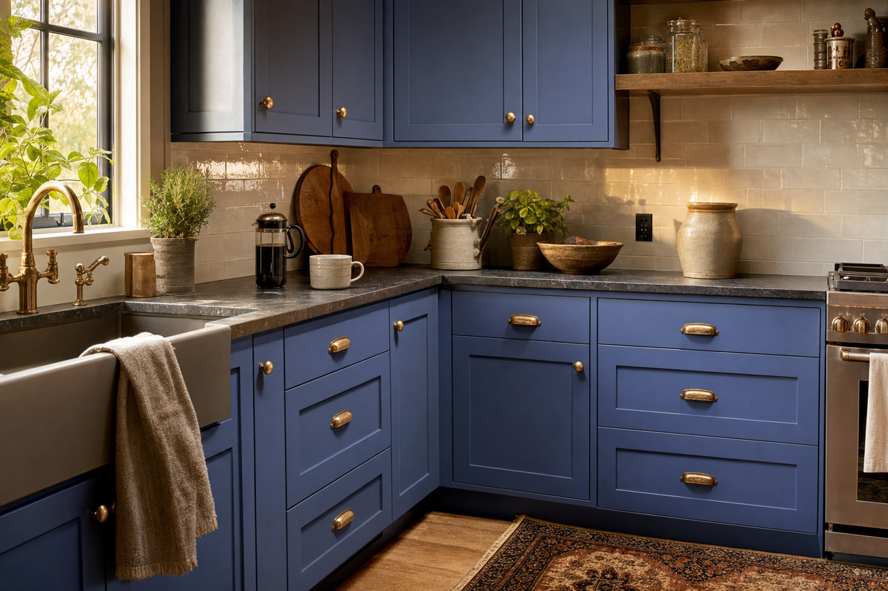 Indigo by Valspar on cabinets