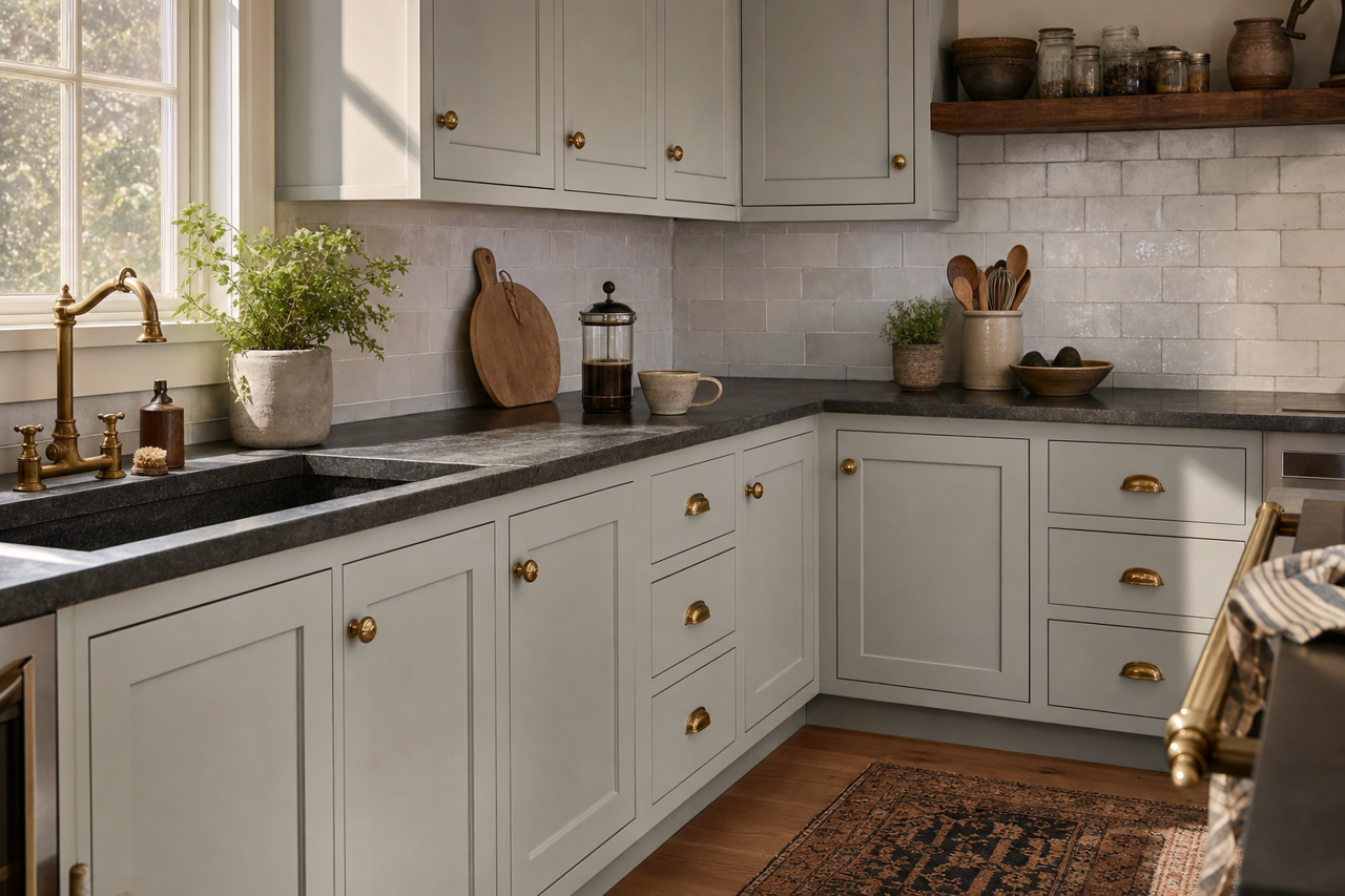 Urban Sunrise by Valspar on cabinets