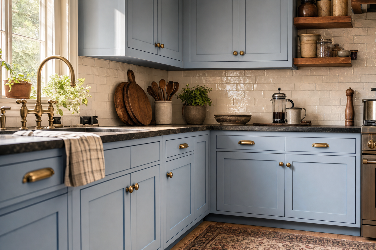 Lovebirds by Valspar on cabinets