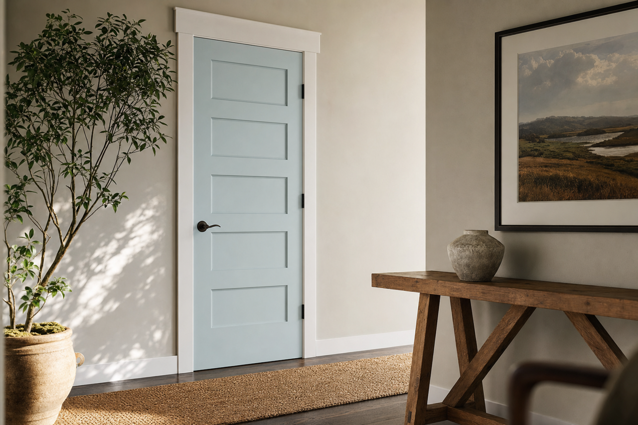 Cool Mist by Valspar on interior-doors