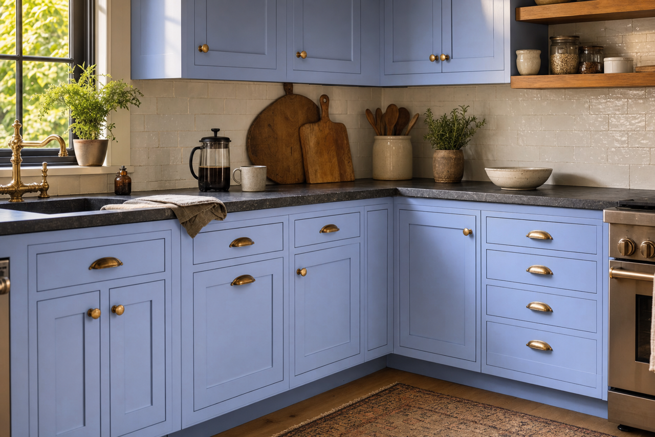 Purplicious by Valspar on cabinets