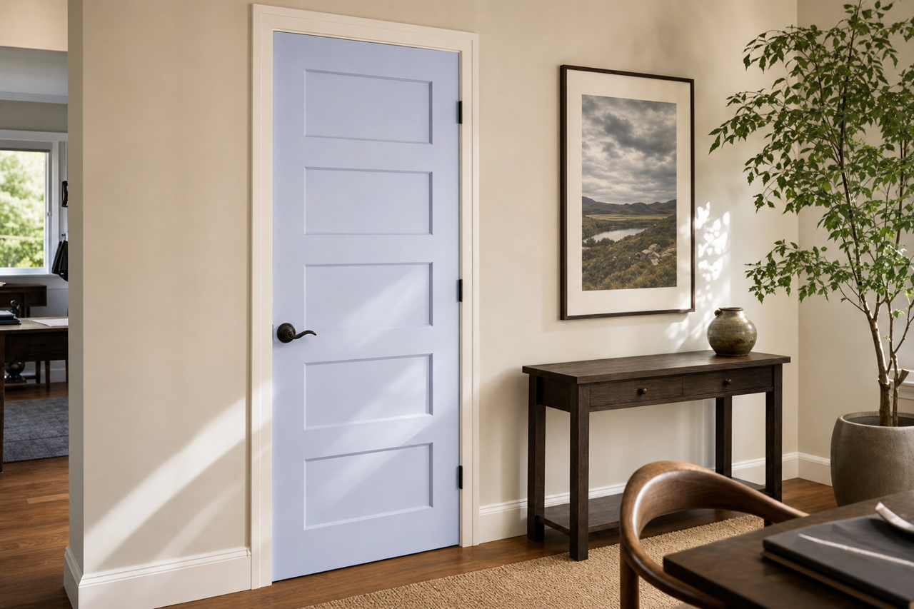 Twilight Mist by Valspar on interior-doors