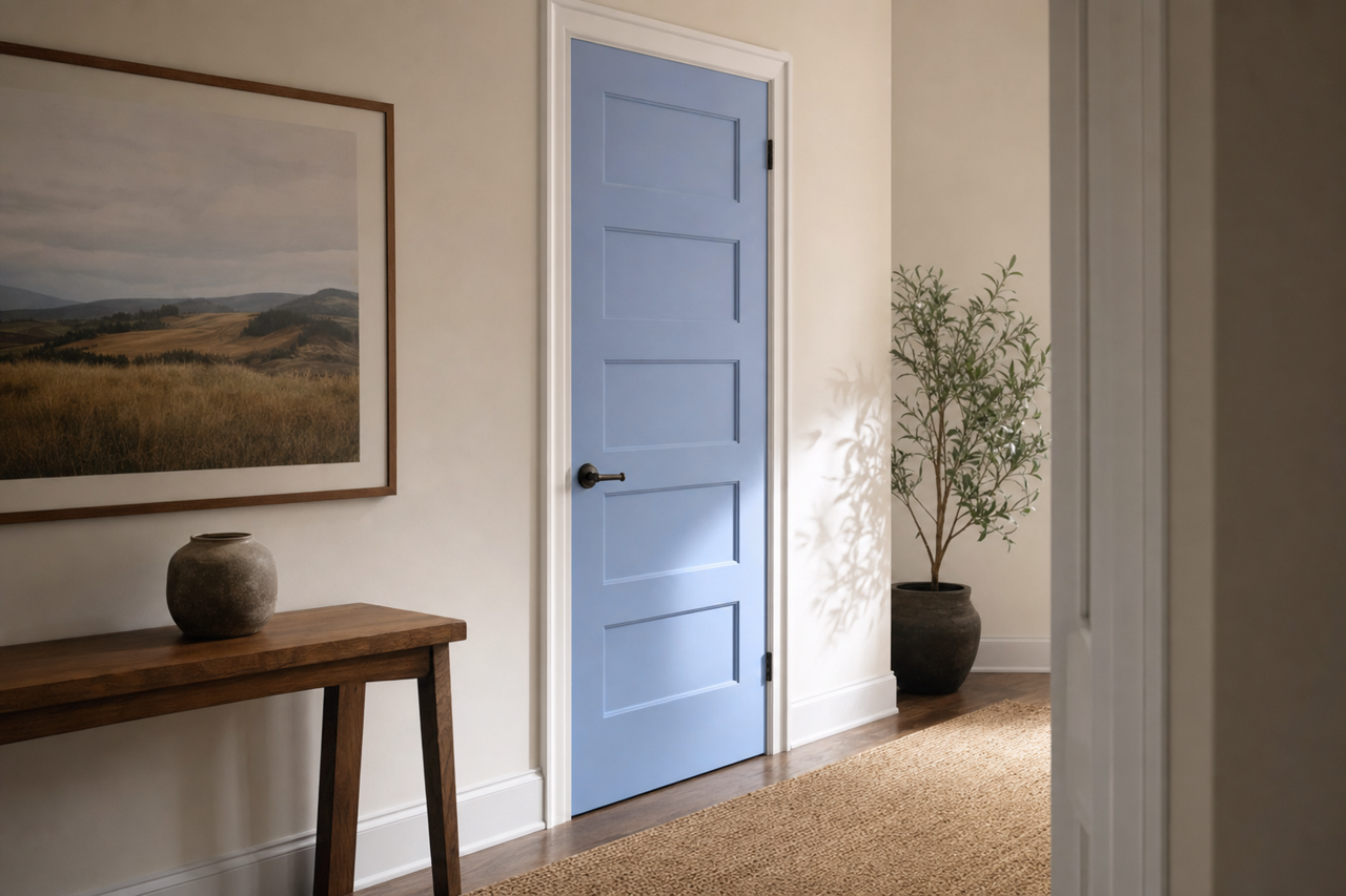 Simply Periwinkle by Valspar on interior-doors
